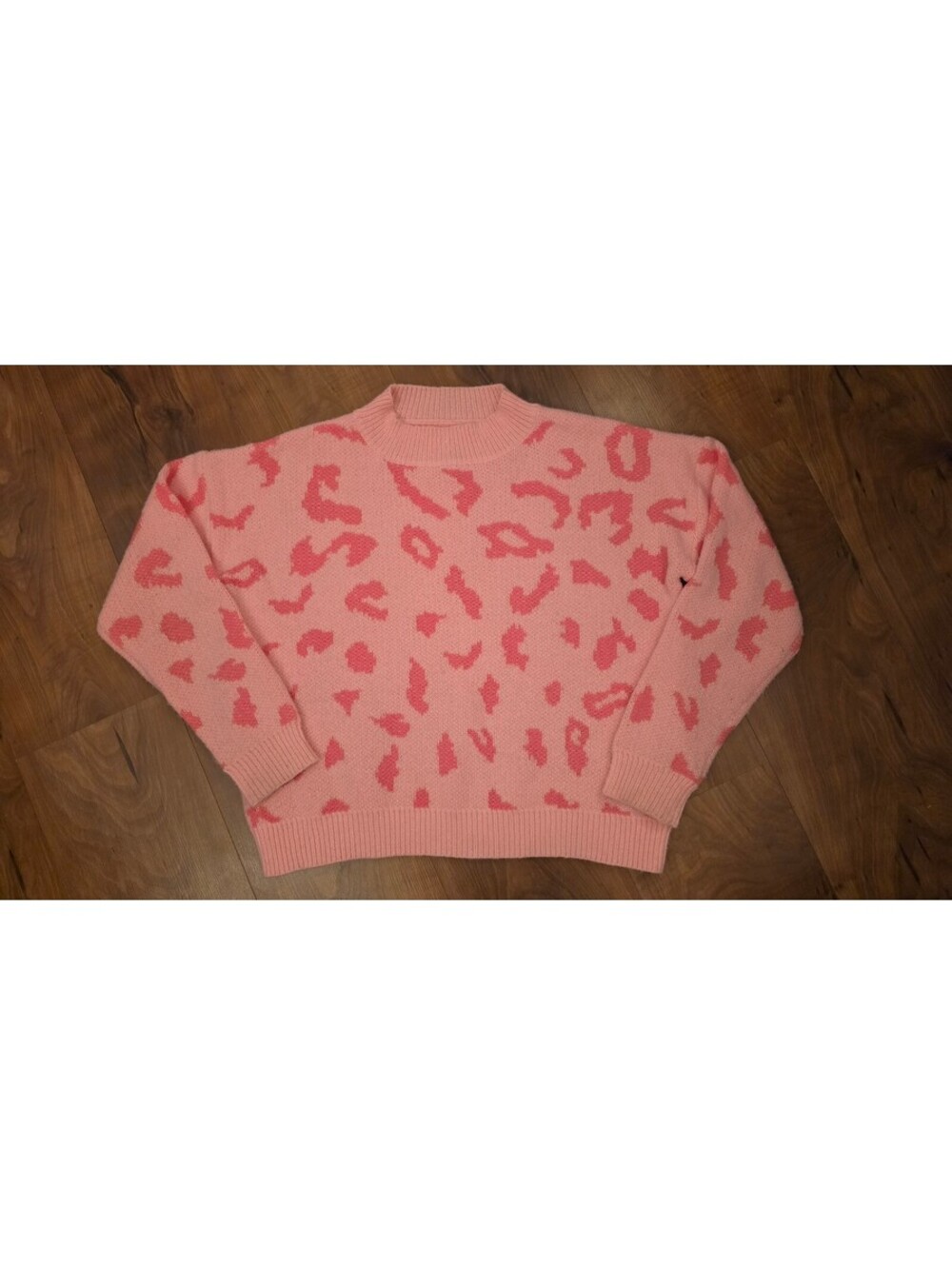 SHEIN Chiquease Pink Leopard Pattern Mock Neck Sweater - Size Small, 258